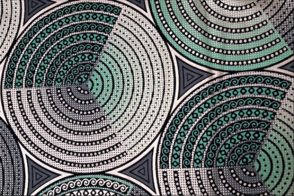 GREEN SILVER CIRCLES Osikani Stoff